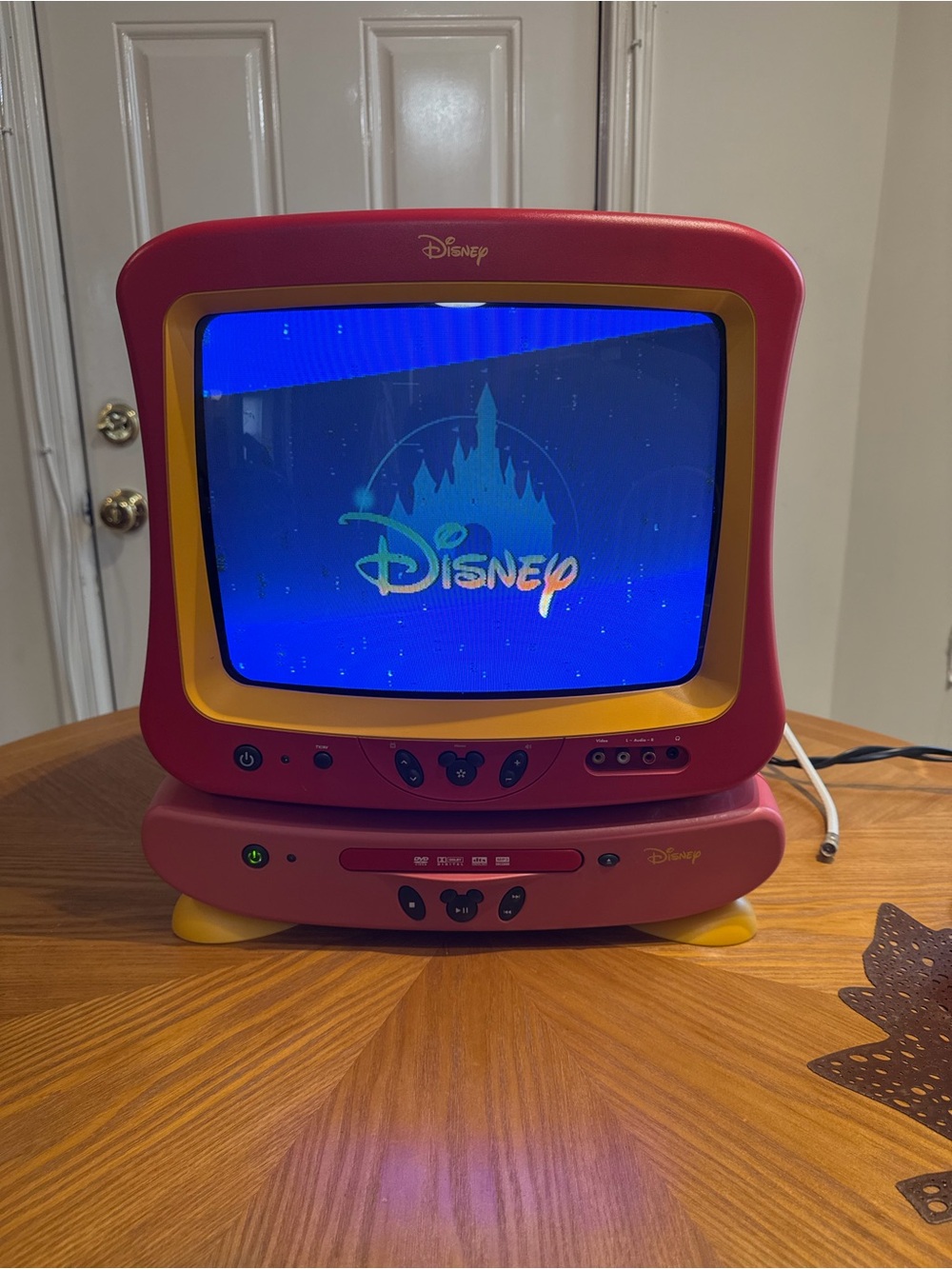 CRT Mickey Mouse Disney TV with RARE DVD Player Works Great Tested No Speakers